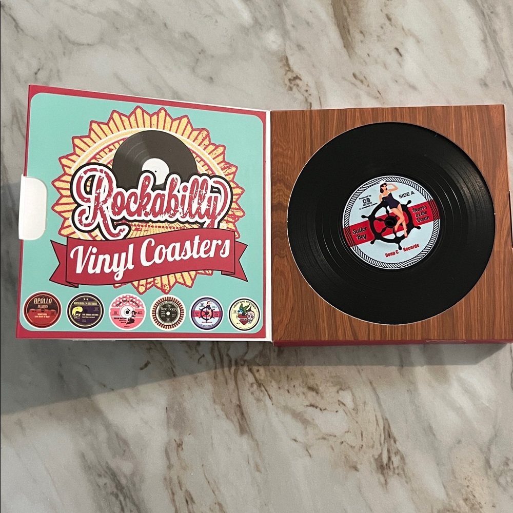 Drink Coasters 6 Rockin’ Vinyl Rockabilly NWT